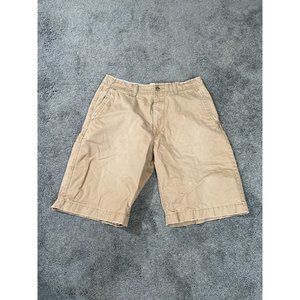 American Eagle Shorts Mens 32 Khaki Tan Chino Flat Front Casual Cotton